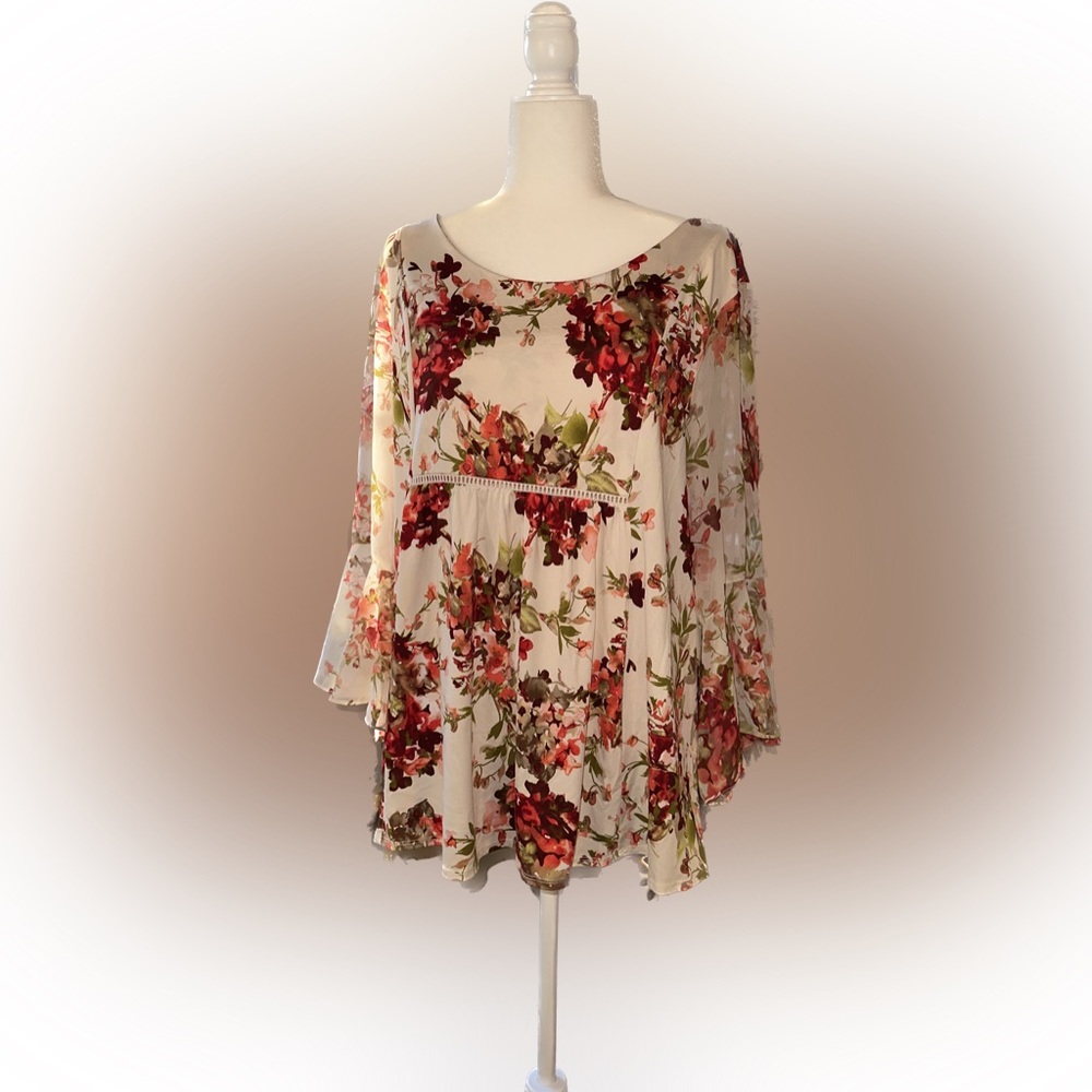 PerSeption Concept White Pink Floral Blouse size XL - Picture 2 of 13